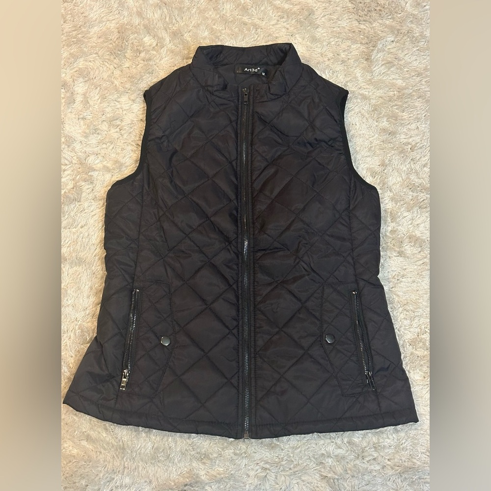 Black Quilted Vest Like New!